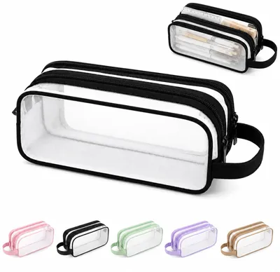 Produktbild von Federmäppchen transparent, 2 Fächer, für über 50 Stifte, perzikrosa, für die Schule