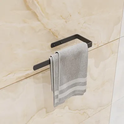 Obrázek produktu pro QLS věšák na ručníky 40 cm tyč do koupelny kuchyně ocelová černá 11111