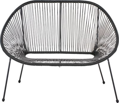 BELIANI Ławka sofa balkonowa czarna technorattan stal 114 cm balkon taras ogród okrągły papasan spaghetti