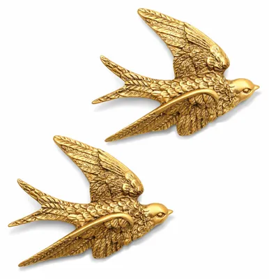 Produktbild von Solidchoice – Set aus 2 Vintage-Vogel-Wanddekorationen in Gold