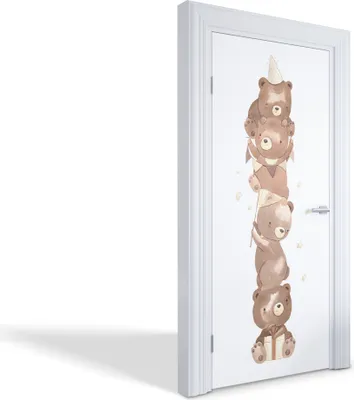 Produktbild von Türaufkleber Innentüren Selbstklebende Kreativ Wandsticker - Bärenturm - 95 x 205 cm