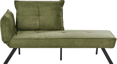 Produktbild von BELIANI Chaiselongue Grün Stoff Linksseitig mit Schlaffunktion Verstellbare Rückenlehne Wasserabweisend für Gästezimmer Wohnzimmer Récamiere
