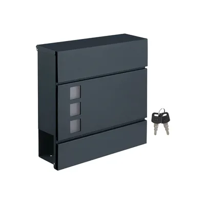 Immagine prodotto di SONGMICS Cassetta postale moderna, acciaio, grigio 37 x 10,5 x 37 cm