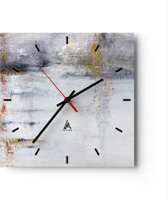 Produktbild von Wanduhr - Quadrat - Glasuhr - Abstraktion weiß verschwommen - 40x40cm - Schleichendes Uhrwerk - Lautlos - zum Aufhängen bereit - Dekoration Modern - Wanddekoration aus Glas - C3AC40x40-4535