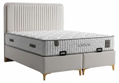 Produktbild von Bett mit Matratze Moderner Stil Weiche Polsterung Bett mit Stauraum