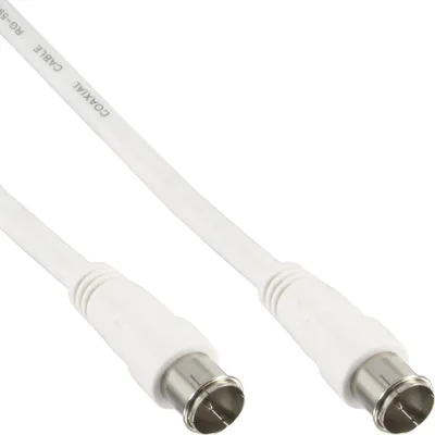 Produktbild von InLine® SAT-Anschlusskabel, 2x geschirmt, 2x F-Quick Stecker, >80dB, weiß, 2m