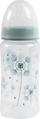 Immagine prodotto di Biberon Poupy con collo largo, decorato, 300 ml, con tettarella in silicone e copri tettarella protettivo