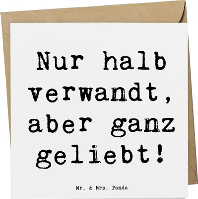 Produktbild von Mr. & Mrs. Panda Klappkarte Spruch Halbbruder Liebe - Weiß - Geschenk, Grußkarte, einzigartige Designs, Geschwister, Geburtstage, doppelkarte, Glückwunschkarte, Familie