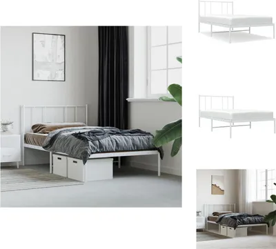 Obrázek produktu pro vidaXL Rám postele s čelem kovový bílý 80x200 cm - Postele a válendy