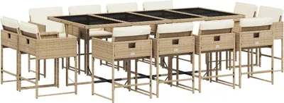 Produktbild von vidaXL 13-tlg. Garten-Essgruppe mit Kissen Beige Poly Rattan