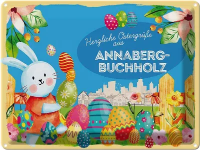 Produktbild von vianmo Blechschild 30x40 cm Ostern Ostergrüße ANNABERG-BUCHHOLZ Gruß