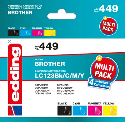 Produktbild von edding Tintenpatrone EDD-449 Multipack Brother LC123
