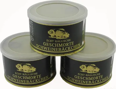 Produktbild von Echt Hällische Geschmorte Schweinebäckchen von der BESH (3 Dosen à 400 g)