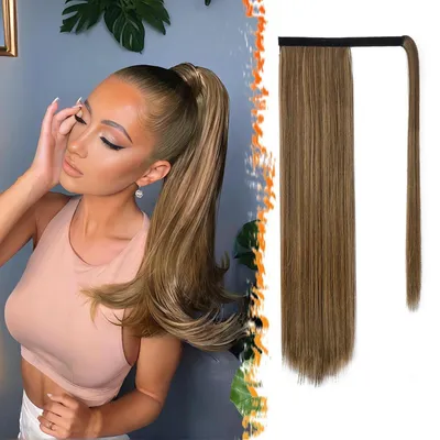 Immagine prodotto di Caschetto liscio per capelli, 46 cm, color marrone con riflessi biondo miele, in fibra sintetica