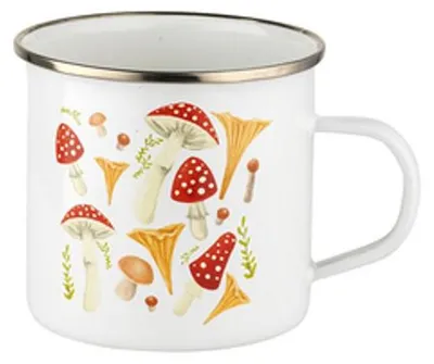 Obrázek produktu pro Kubek emaliowany 500 ml z motywem grzybów