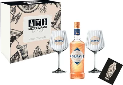 Produktbild von Oriental Deja Vu Geschenk Set - Aperitif 0,7L (17% Vol) + 2x Stilglas Ballonglas Relief Glas Gläser Déjà-Vu - [Enthält Sulfite]