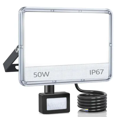 LED-Bewegungsmelder-Strahler 50 W, 5000 lm, IP67, 6500 K