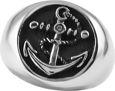 Produktbild von großer Herren Ring Anker Siegelring Seemanns Ring Bikerring Edelstahl Anchor silber 64 - Ø 20,57 mm