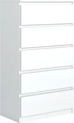 Zdjęcie produktu dla Komoda MebLocker z 5 szufladami Idealna do salonu, sypialni, pokoju dziecięcego, młodzieżowego i biura Nowoczesne, eleganckie rozwiązanie do stylowego przechowywania i organizacji (biały)