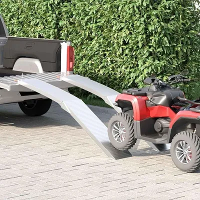 Produktbild von Auffahrrampen Set 2er 680 kg, Motorradrampe klappbar aus Aluminium, Verladerampe für Motorrad ATV Rasenmäher, 205 x 28 x 5 cm
