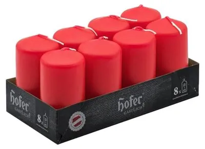 Produktbild von Säulenkerzen Set 8 Stück 4,5 x 9 cm rot tropffrei langlebig Dekorkerzen