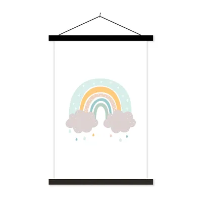 Produktbild von MuchoWow® Textilposter Regenbogen - Wolken - Regen - Kinder - Pastell 120x180 cm mit schwarzem Rahmen - Fotos