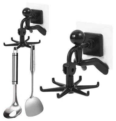 Productafbeelding van Hakenleiste voor keukenaccessoires, 360° draaibaar, 2 stuks, zwart