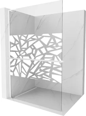Produktbild von Mexen Kioto+ L Duschwand mit Ablage Walk-in 80 x 200 cm, weißes Muster, weiß - 800-080-123-20-85