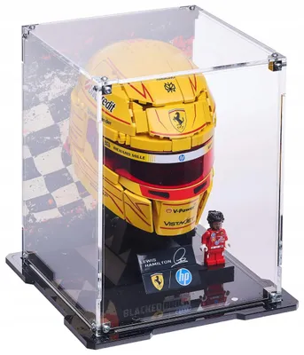 Immagine prodotto di Vetrina nera per LEGO® 43022 – Lewis Hamilton Scuderia Ferrari HP, con retro stampato