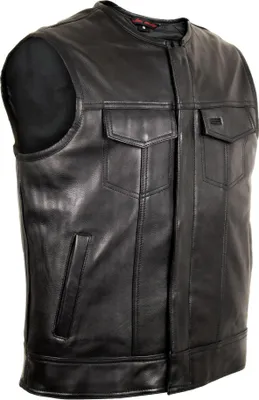 Produktbild von Herren Lederweste ohne Kragen mit Reißverschluss aus echtem Rindsleder Bikervest(2XL)