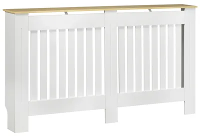 Obrázek produktu pro Kryt na radiátor – obklad z MDF – 152 x 19 x 83 cm – moderní design – ochrana proti převrácení – bílá barva