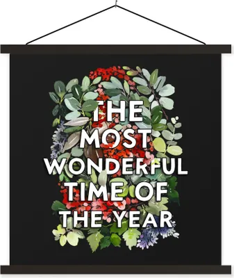 Produktbild von MuchoWow® Textilposter Weihnachten - Zitat - Pflanzen 90x90 cm mit schwarzem Rahmen - Magnetisches