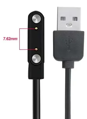 Produktbild von Magnetisches Smartwatch-Ladekabel mit USB-A-Anschluss, universelles Ladegerät mit 2-Pin- oder 4-Pin-Kontakten- 2pin-7.62mm