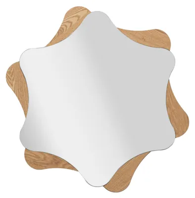 Zdjęcie produktu dla FURNLUX Lustro ścienne star beige 80cm / Kolor główny: beżowy / Wymiary: 80 x 80 x 1 cm