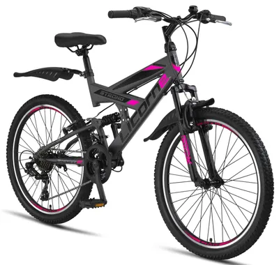 Produktbild von Licorne Bike Strong V Premium Mountainbike,Zoll:26;Farbe:Anthrazit/Rosa