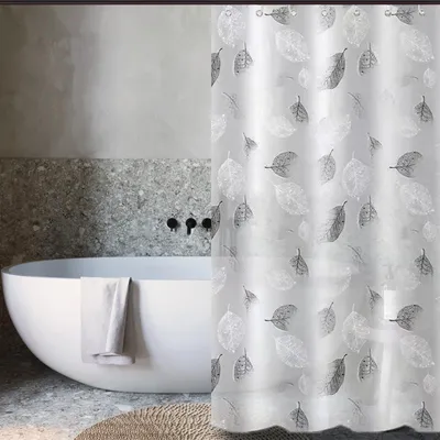 Produktbild von LIONMOOD Duschvorhang - Badewannen Vorhang inkl. Haken - PEVA - 180x200cm - Pflanzen-Blätter III