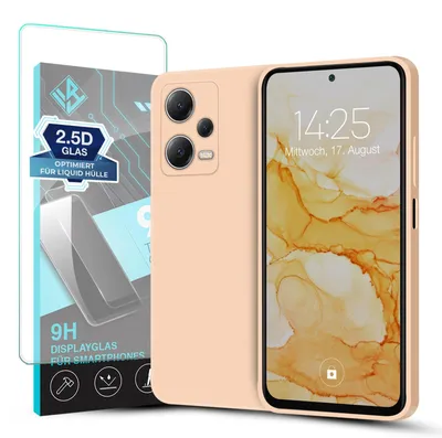 Produktbild von Hülle für Xiaomi Redmi Note 12 Pro 5G mit 9H Displayglas Displayschutz Case Cover Bumper Smartphone Softgrip Schutzhülle Farbe: Rosa