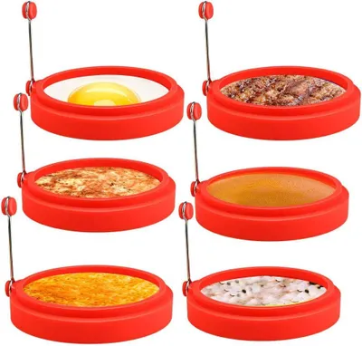 Produktbild von Eierringe 6er Pack Silikon Spiegeleiform Runde Omelettform Für Pfanne