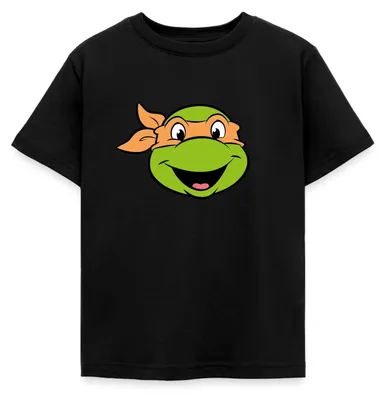 Produktbild von Spreadshirt Teenage Mutant Ninja Turtles Michelangelo Kostüm Kinder T-Shirt, 122/128 (7-8 Jahre), Schwarz