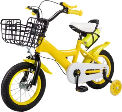 Immagine prodotto di Triciclo per bambini 17 pollici – Con rotelle e cestino – Per bambini da 1 a 5 anni – Bicicletta per bambini / Bicicletta per neonati / Giallo