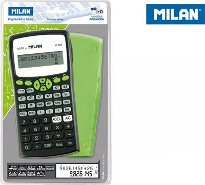 Immagine prodotto di Calcolatrice scientifica M240 nera di Milano con coperchio verde in confezione blister Argento Argento Taglia unica