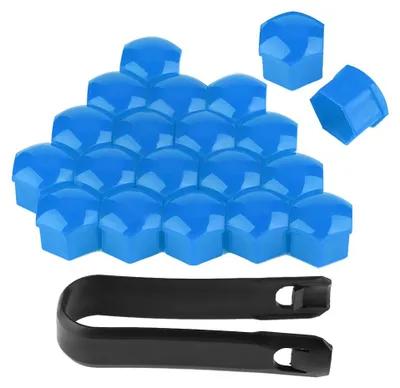 Immagine prodotto di 20 pezzi: dadi da 21 mm per ruote auto, coprimozzo antifurto blu