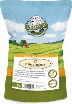 Produktbild von Bellfor Gesunder Hundesnack Truthahn Trockenfleisch - 100 g
