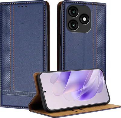 Image de Etui pour itel A70 4G étui en cuir avec fonction stand bleu
