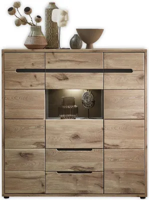 Image de Buffet haut >Bellano< en Chêne Viking Dekor, MDF, Spannplatte - 125x128x38cm (BxHxT)