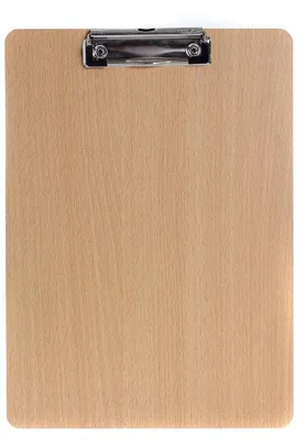 Produktbild von Unyqoos® 6er-Set A4-Klemmbretter, 4 mm Holzfaserplatte, gummibeschichtete Metallklammer & Aufhängeöse, abgerundete Ecken