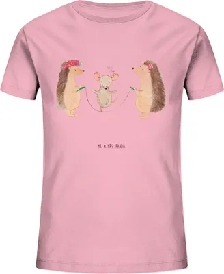 Produktbild von Mr. & Mrs. Panda Organic Kinder T-Shirt Igel Seilhüpfen 5-6 Jahre (110/116) - Baumwolle Pink - Geschenk, Shirt, Seilspringen, Maus, Bio, Lustige Sprüche, Kindershirt