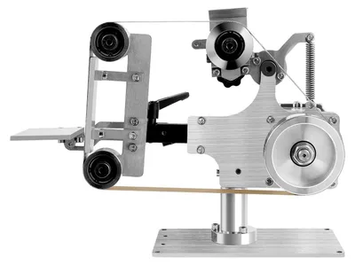 Image de Mini ponceuse à bande électrique - Ponceuse de table - Moteur à courant continu sans balais de 550 W - 5000 tr/min - Vitesse de la bande : 30 m/s - Inclinable à 90° - Acier inoxydable