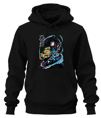 Productafbeelding van Giyu Tomioka, Demonenjager, Waterzwaard, Anime, Cadeau, Verzameling, Uni Hoodie, Zwart, 3XL
