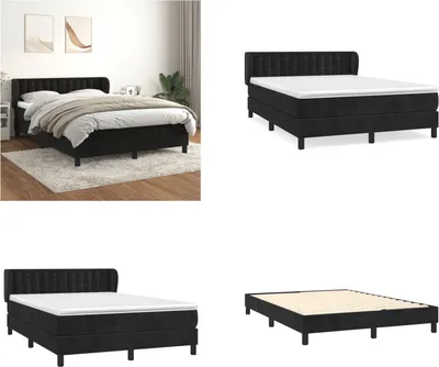 Immagine prodotto di vidaXL Letto boxspring con materasso nero 140x190 cm in velluto - Letto boxspring - Boxspringbetten - Bett - Schlafzimmermöbel